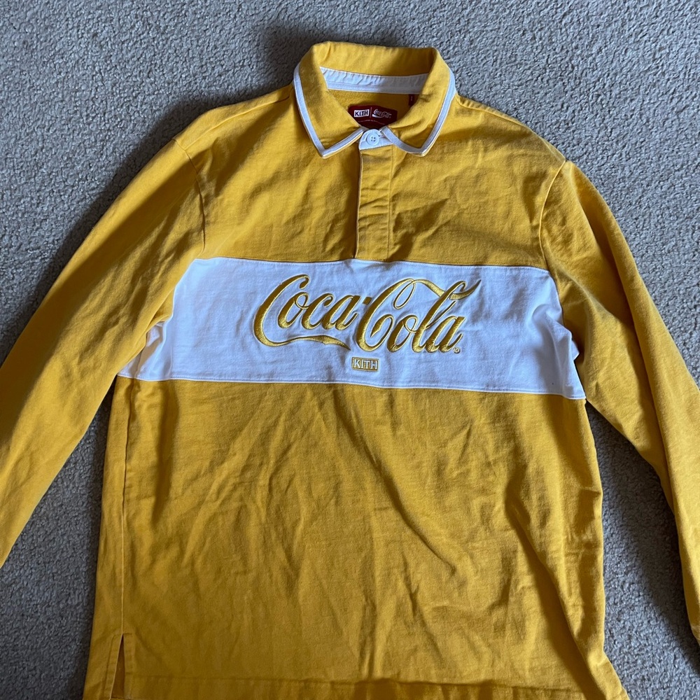 Kith x Coca Cola Yellow and White Casual Button Down Shirt